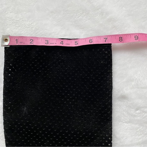 NWOT Perforated Stacked Heel Black Boots - Picture 9 of 12